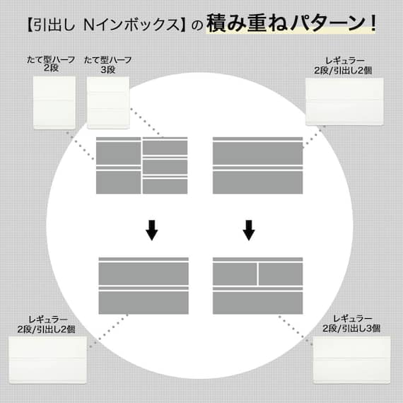 引出し NインボックスL レギュラー 3段/引出し4個 ホワイト 13枚目画像
