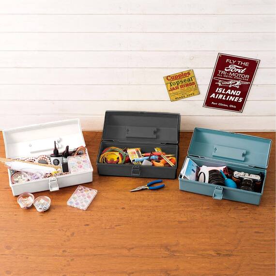 新感覚のプラスチック製道具箱ハコットL(WH) 6枚目画像