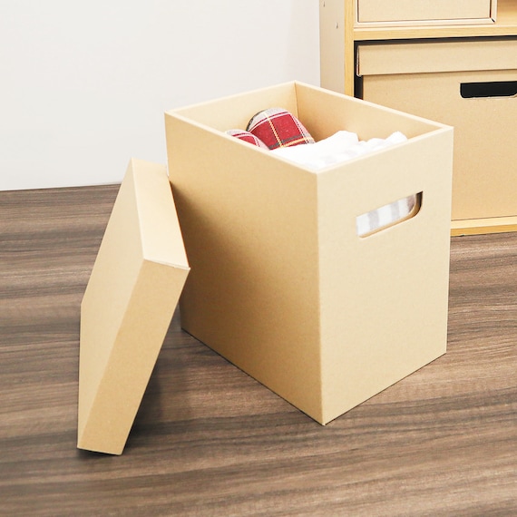紙製ふた付き収納ボックス たてハーフ クラフト 1枚目画像