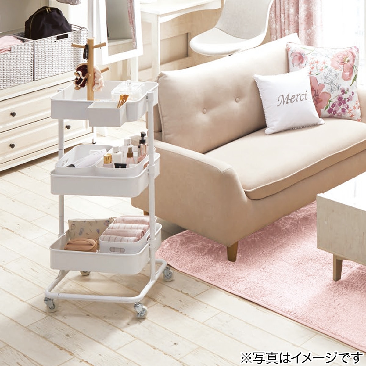 高さ調節ができるスチールワゴン トロリ2 【期間限定お試し価格:2/1~3 ...