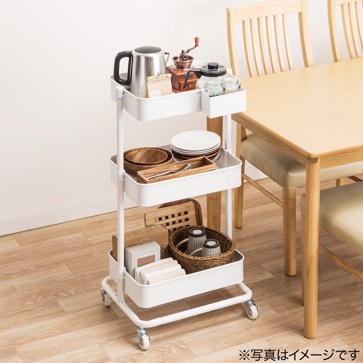 高さ調節ができるスチールワゴン トロリ2 【期間限定お試し価格:2/1~3 ...