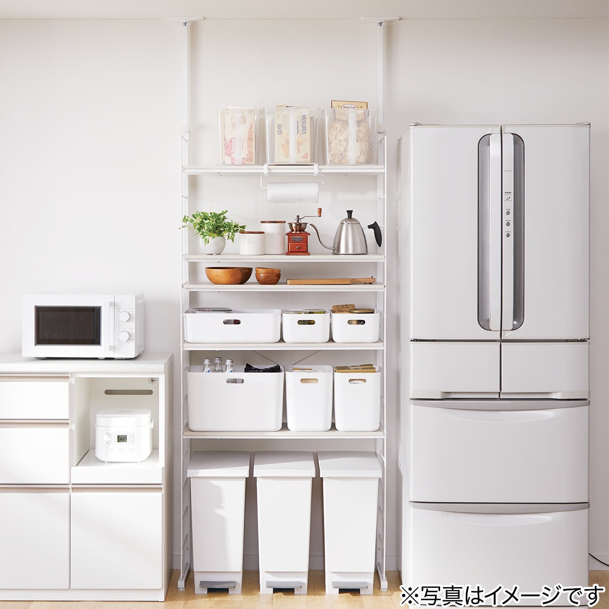 美品　ニトリ　突っ張り壁面収納Nポルダ　追加棚　ホワイトウォッシュ　6枚セット ニトリ 突っ張り壁面収納Nポルダ(幅40cm ホワイトウォッシュ