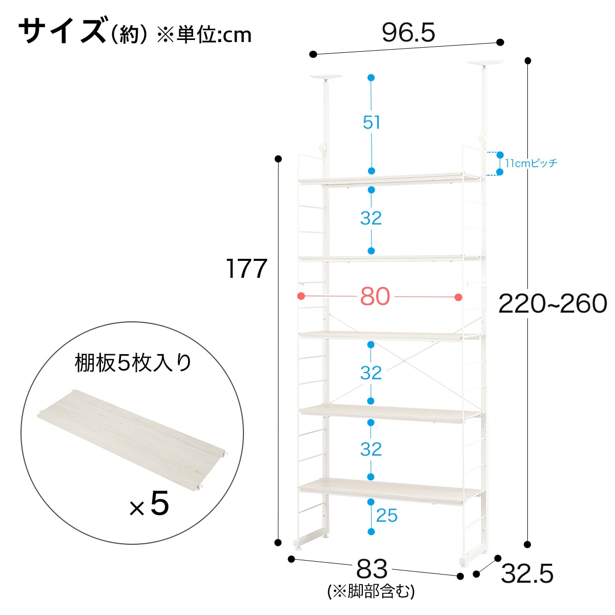 幅160cmセット 突っ張り壁面収納Nポルダ ワードローブセット(幅