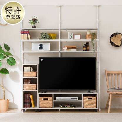 突っ張り壁面収納Nポルダ 棚板全6枚入り2連セット(幅80cm ホワイト 
