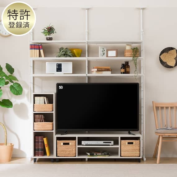 突っ張り壁面収納Nポルダ 棚板全6枚入り2連セット(幅80cm ホワイトウォッシュ) 1枚目画像