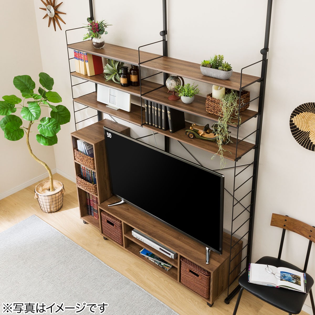 突っ張りワイヤーシェルフnポルダ Nクリック テレビボードセット ミドルブラウン 通販 ニトリネット 公式 家具 インテリア通販 突っ張りワイヤーシェルフnポルダ Nクリック テレビボードセット ミドルブラウン 通販 ニトリネット 公式 家具 インテリア通販