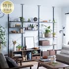 突っ張り壁面収納Nポルダ3連セット(幅220cm ミドルブラウン) 1枚目画像