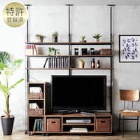 突っ張り壁面収納Nポルダ 棚板全6枚入り2連セット(幅80cm ミドルブラウン)