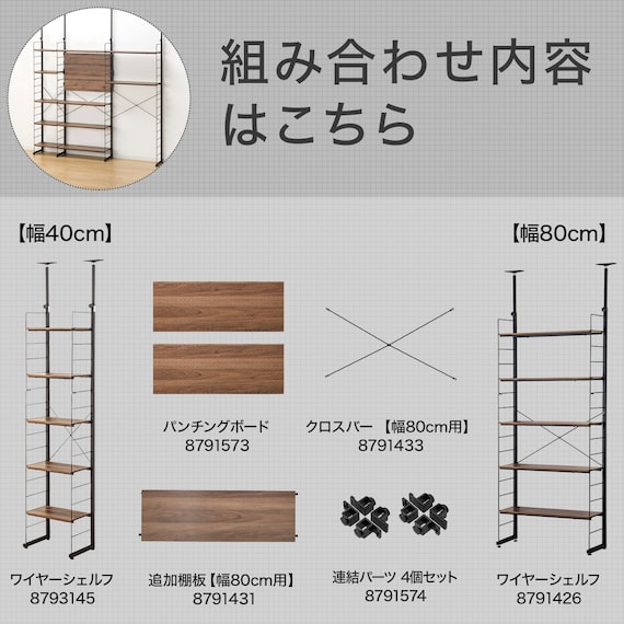 幅200cmセット 【棚板11枚】突っ張り壁面収納Nポルダ3連 2枚目画像