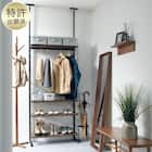 突っ張り壁面収納ワードローブNポルダ 玄関収納セット(ミドルブラウン) 1枚目画像