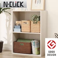 組立時間1/3 簡単組立て Nクリック ボックス ワイド2段(ホワイトウォッシュ)