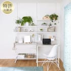 突っ張り壁面収納Nポルダディープ2連+デスクセット(幅160cm ホワイトウォッシュ) 1枚目画像