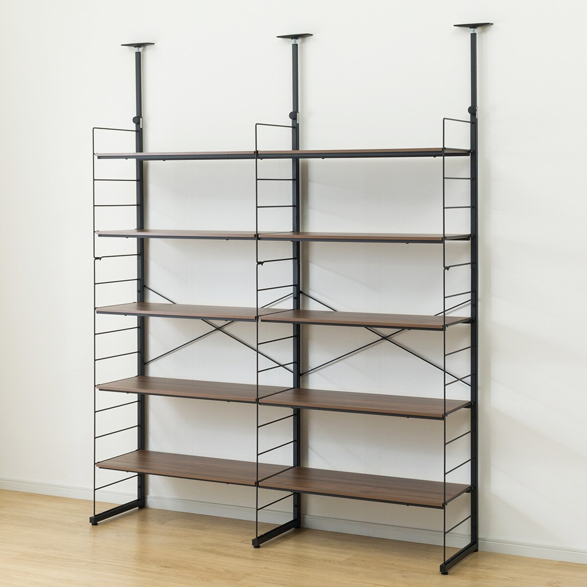 幅160cmセット奥行深 【幅80+80/棚板10枚】突っ張り壁面収納N