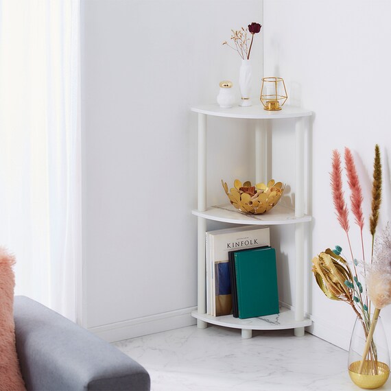 コーナーラック(大理石柄 ホワイト) 2枚目画像