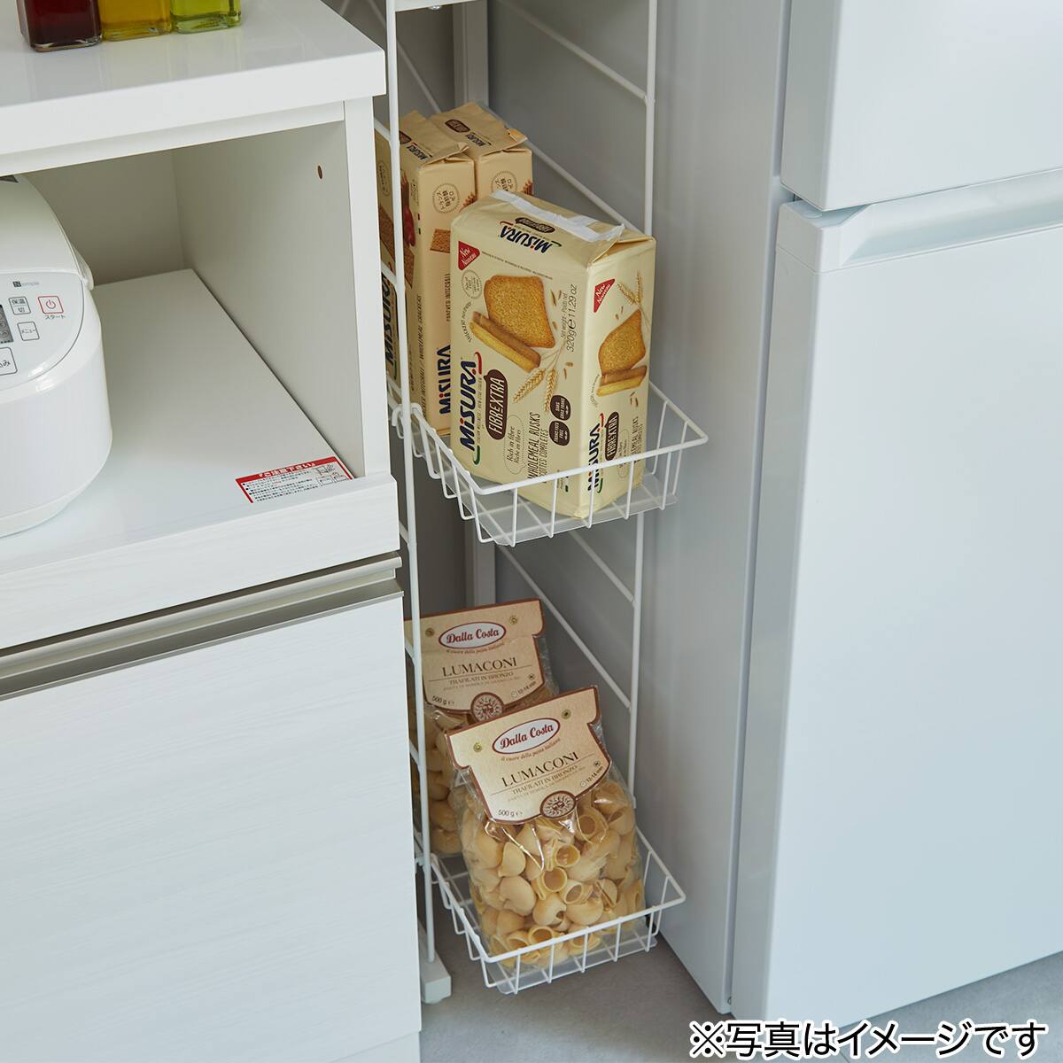 Nポルダディープ すき間収納専用】 追加バスケット(幅23cm ブラック