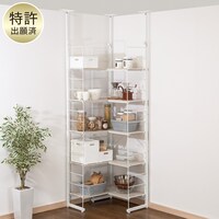 突っ張り壁面収納Nポルダ L型コーナー(幅60cm ホワイトウォッシュ)