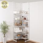 突っ張り壁面収納Nポルダ L型コーナー(幅60cm ホワイトウォッシュ) 1枚目画像