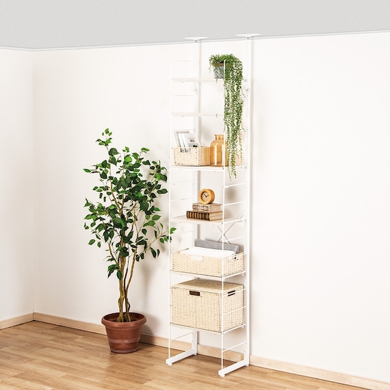 幅40cmセット 突っ張り壁面収納Nポルダ上段追加ユニットセット (ホワイトウォッシュ) 1枚目画像