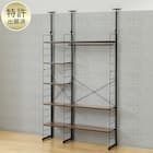 幅120cmセット 【幅40+80/ワードローブ/棚板8枚】突っ張り壁面収納Nポルダ2連 ミドルブラウン 1枚目画像