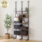 突っ張り壁面収納Nポルダ2連セット(幅40cm+40cm ミドルブラウン) 1枚目画像