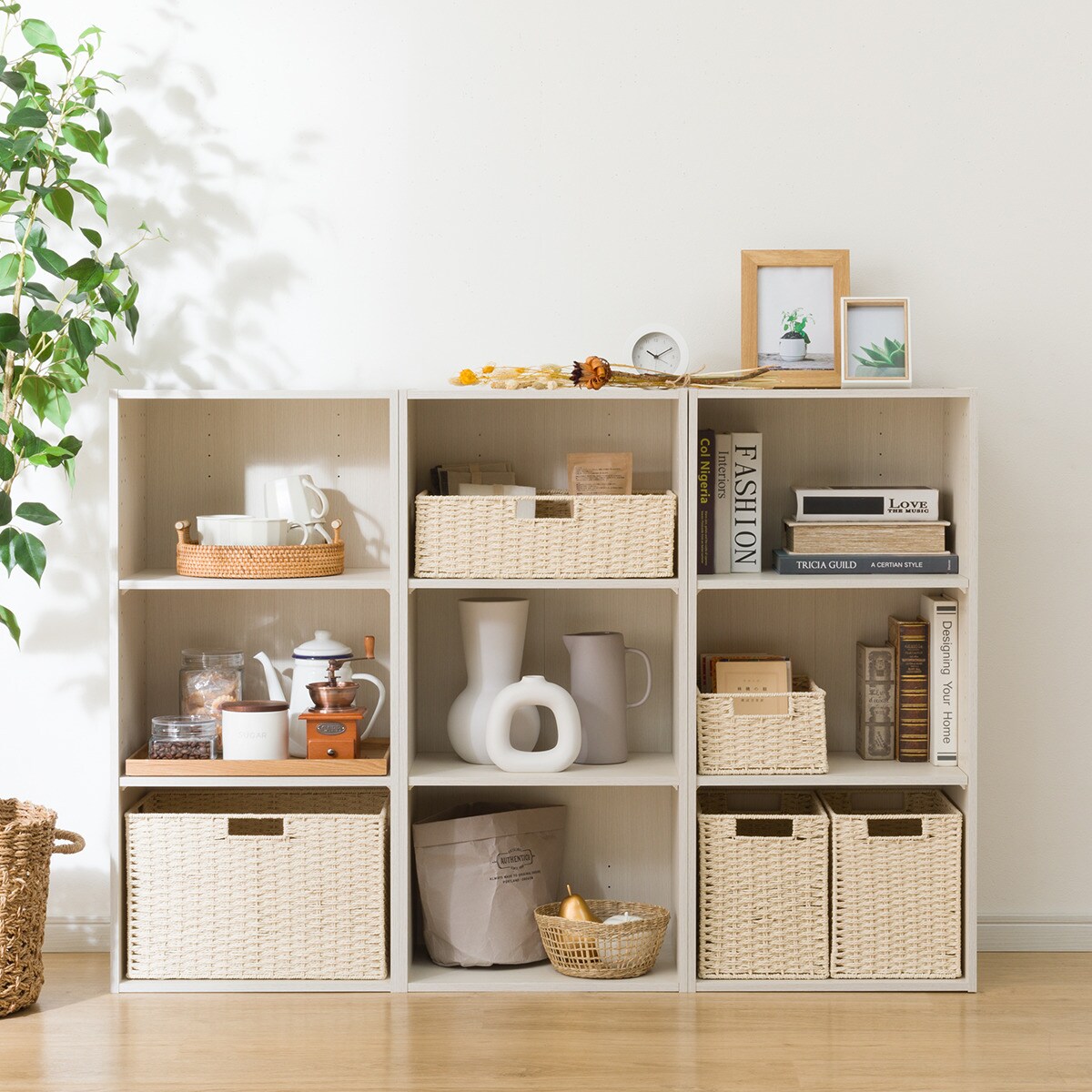 カラーボックスNカラボレギュラー3連9マス ホワイトウォッシュ