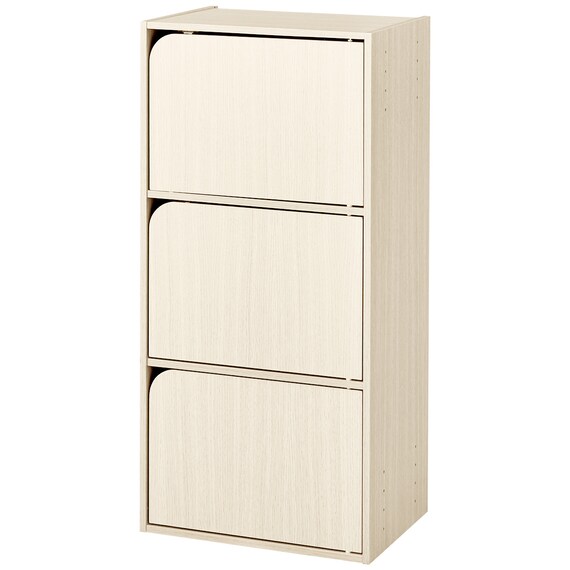 絵本収納・キッチン収納 カラーボックスNカラボ 扉付き ホワイトウォッシュ 7枚目画像