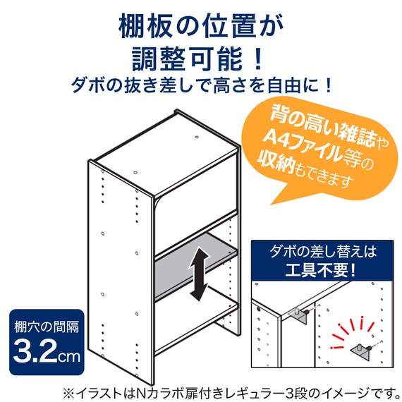 連結できるNカラボ 扉付き 5段(ブラック) 6枚目画像