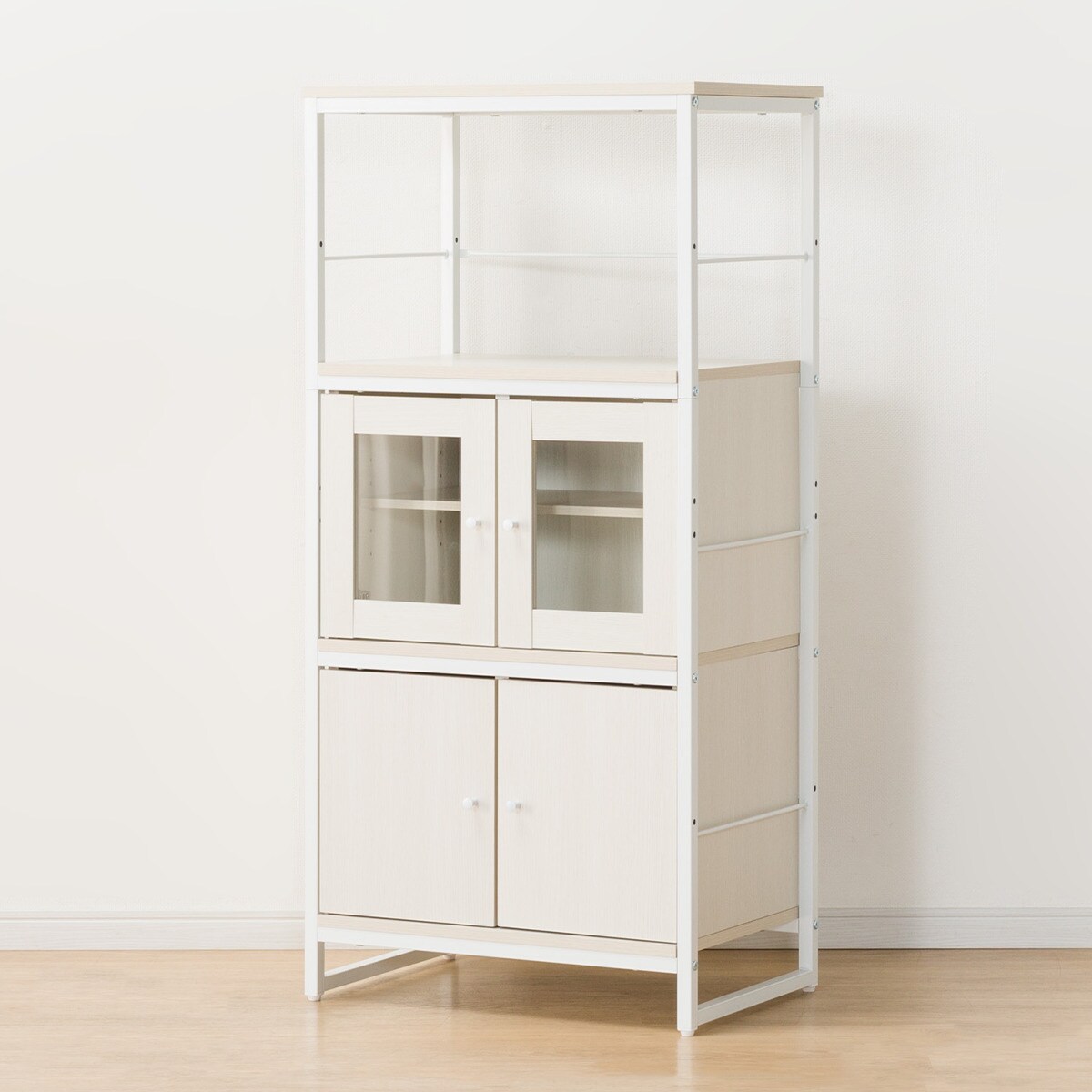 シェルフ ファルセット(シェルフ1259 WH/ガラスキャビネット36 WH