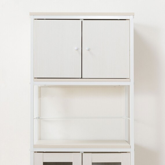 組み合わせシェルフ ガラスキャビネット + キャビネットセット 4段 (シェルフ1659/ガラスキャビネット36/キャビネット36 WH/WH) 9枚目画像