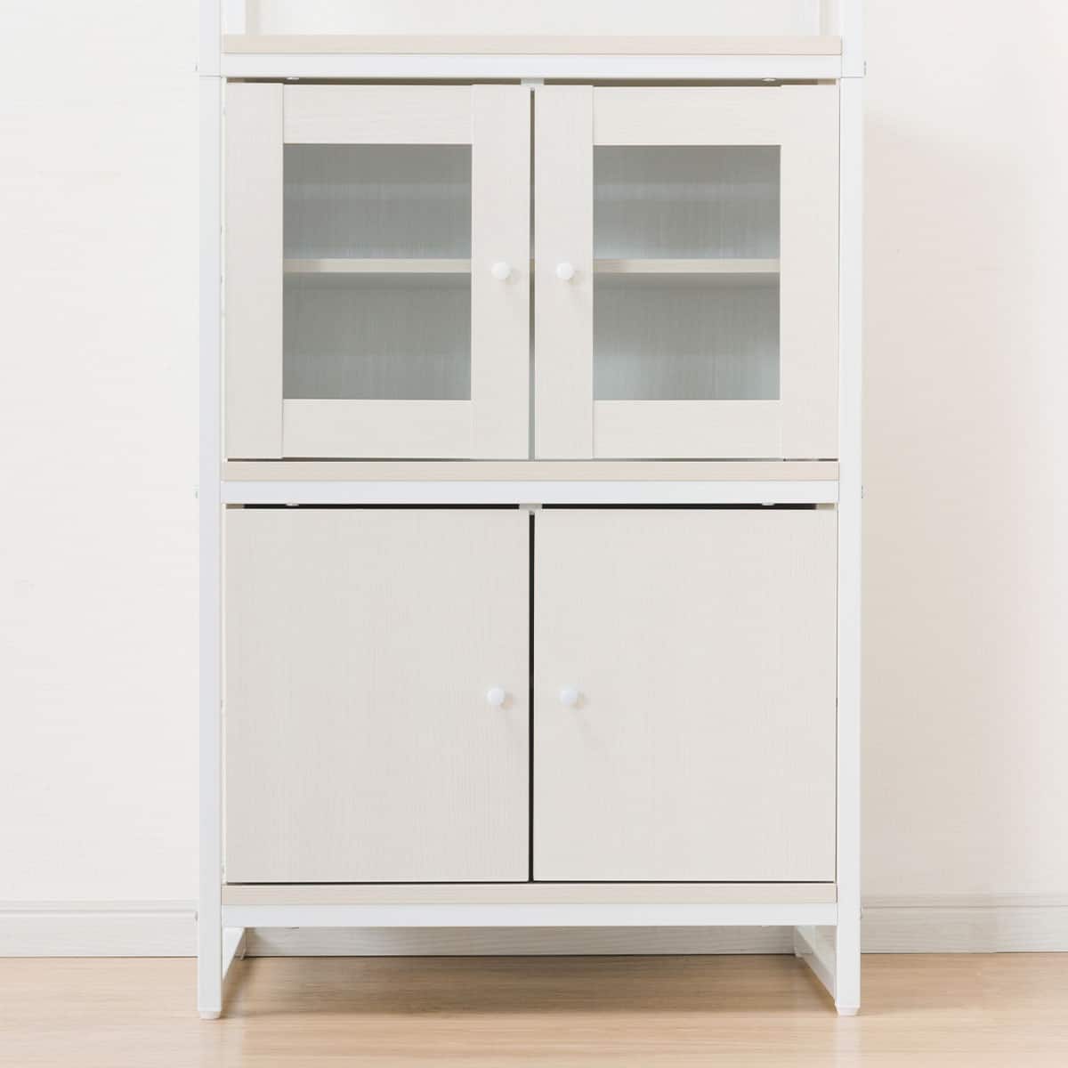 組み合わせシェルフ ガラスキャビネット + キャビネットセット 4段