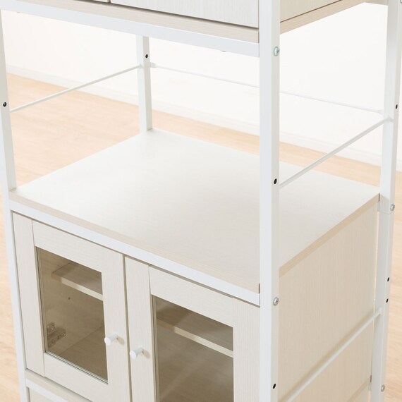 組み合わせシェルフ ガラスキャビネット + キャビネットセット 4段 (シェルフ1659/ガラスキャビネット36/キャビネット36 WH/WH) 13枚目画像