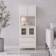 組み合わせシェルフ ガラスキャビネット+キャビネット+引出しセット 4段 (シェルフ1659/ガラスキャビネット36/キャビネット36/引出し)