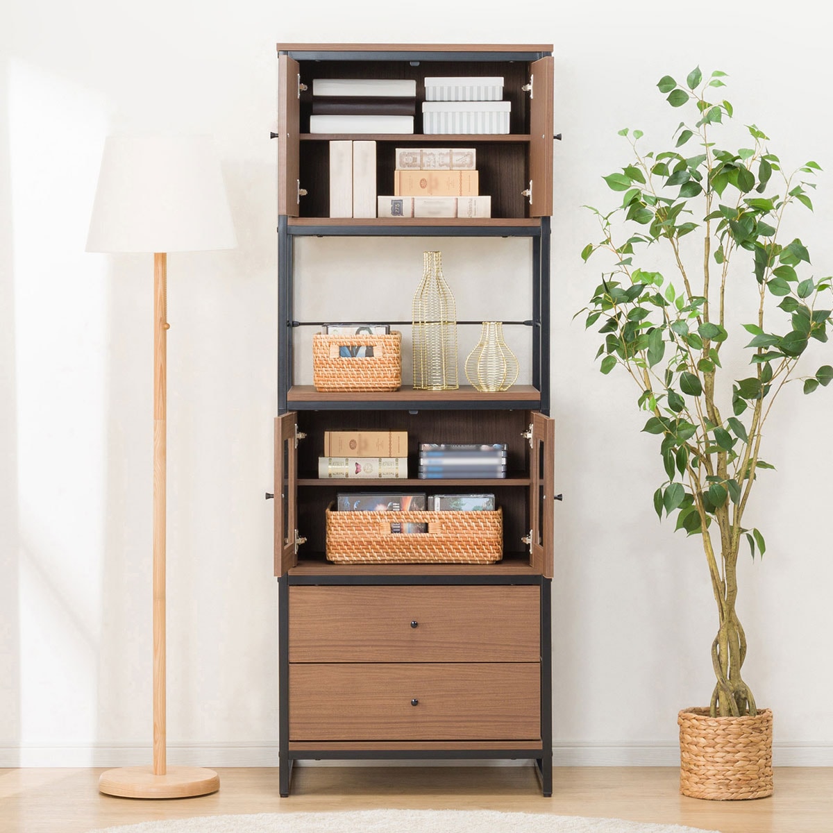 シェルフ ファルセット(シェルフ1659 MBR/ガラスキャビネット36 MBR