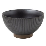飯碗 黒縦引き
