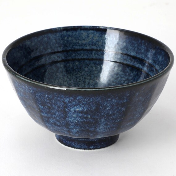 軽量目盛付き飯碗(ネイビー 美濃焼) 1枚目画像