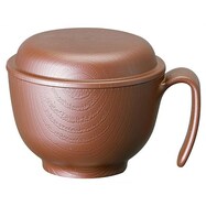木目 蓋付き茶碗ハンドル付(ブラウン)