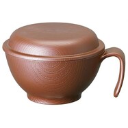 木目 蓋付き汁椀ハンドル付(ブラウン)