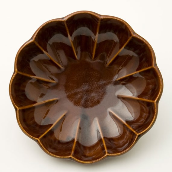 丸型中鉢 しのぎ 飴釉 3枚目画像