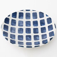 超軽量丸皿　カル：エクレ 18cm(青格子)