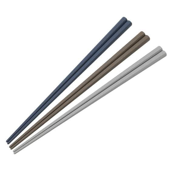 食洗器対応樹脂はし 使いやすい八角3膳組(ダークカラー) 1枚目画像