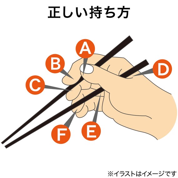 持ち方矯正3点支持箸(ブラック 21cm) 9枚目画像
