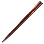持ちやすい八角箸(市松織 レッド 23cm)