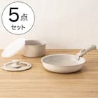 【取っ手がとれる】超軽量汚れがつきにくい鍋・フライパン5点セット(TORERU3 ベージュ) 1枚目画像