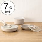 【取っ手がとれる】超軽量汚れがつきにくい鍋・フライパン7点セット(TORERU3 ベージュ) 1枚目画像