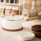 IH・ガス火 ホーロー片手鍋(18cm ホワイト MOREISH) 1枚目画像