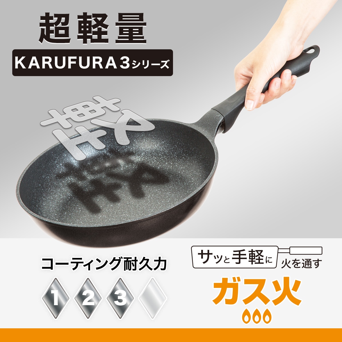 ガス火 超軽量フライパン(30cm KARUFURA3 ブラック) | ニトリネット