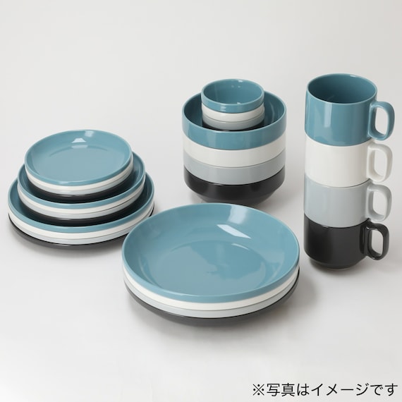 綺麗にスタッキングできるお皿 DAY Valueシリーズ ライトグレー色5点セット 3枚目画像