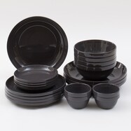 【DAY Value】綺麗にスタッキングできるお皿　シリーズ　ダークグレー色5種20点セット