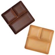 乾きやすい木製風 撥水角型ランチプレート(24cm)