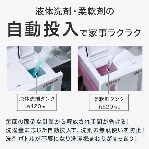 洗剤自動投入8kg洗濯機+140L冷蔵庫+スチームオーブントースター(ホワイト) 5枚目画像